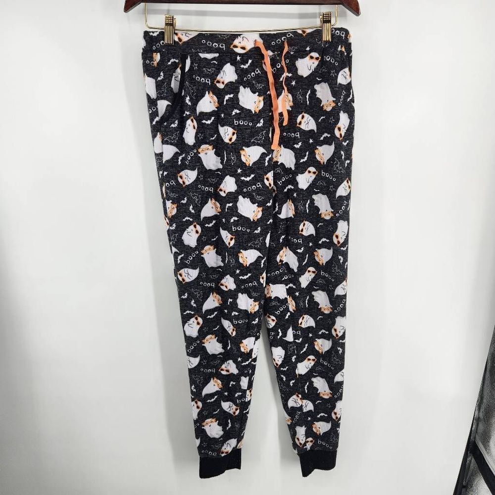 Trick or Treat, Halloween Sleep Jogger PJ Pants Ghosts Black, White, Orange Wome